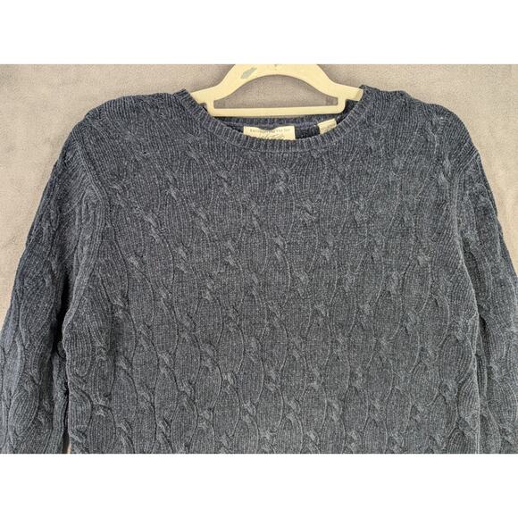 Lord & Taylor Sweater Women's Small Indigo Blue Cable Knit Vintage - Picture 2 of 8